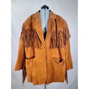 1980s Fringe Suede Cowgirl Western Jacket Women's Sz XL/2XL